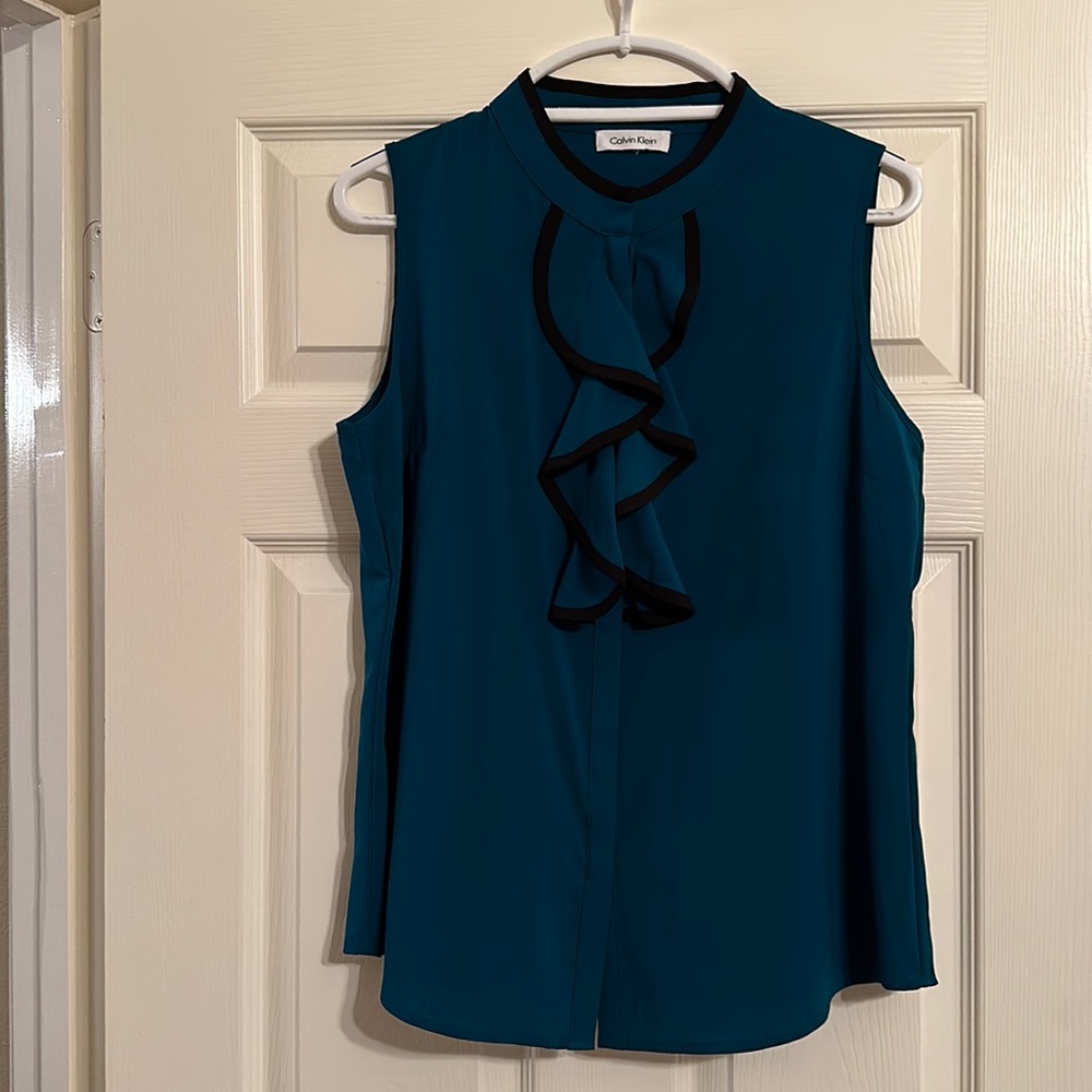 Teal and black dressy blouse. Medium. Only worn twice for a conference.